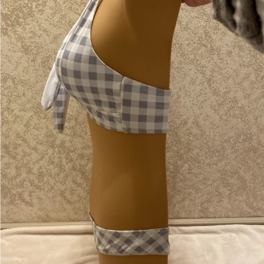 Zaful Grey and White Gingham Brazilian Bikini Set - Picture 8 of 15
